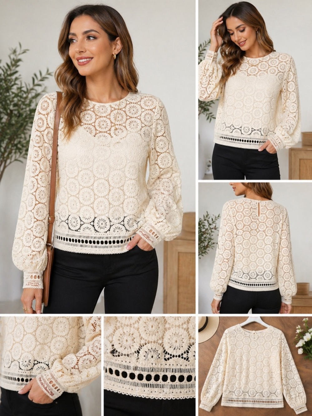 Chloe Cream Balloon Sleeve Top - Size XS/S (EU 36) - Picture 10 of 12